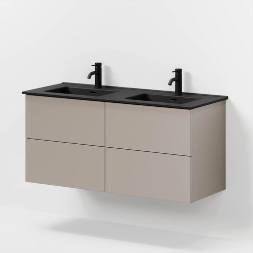 Badrumsmöbel med klassisk Fronter - 120x46x57 cm - Beige - Porslin dubbelt handfat - Vadum