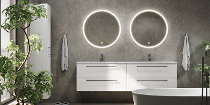 Badrumsmöbel med klassisk Fronter - 200x46x57 cm - Matt vit - solid surface dubbeltvättställ - Viborg