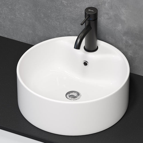 Fristående runt tvättställ - Ø38x13,7 cm - sanitetsporslin - vit - Vikedal