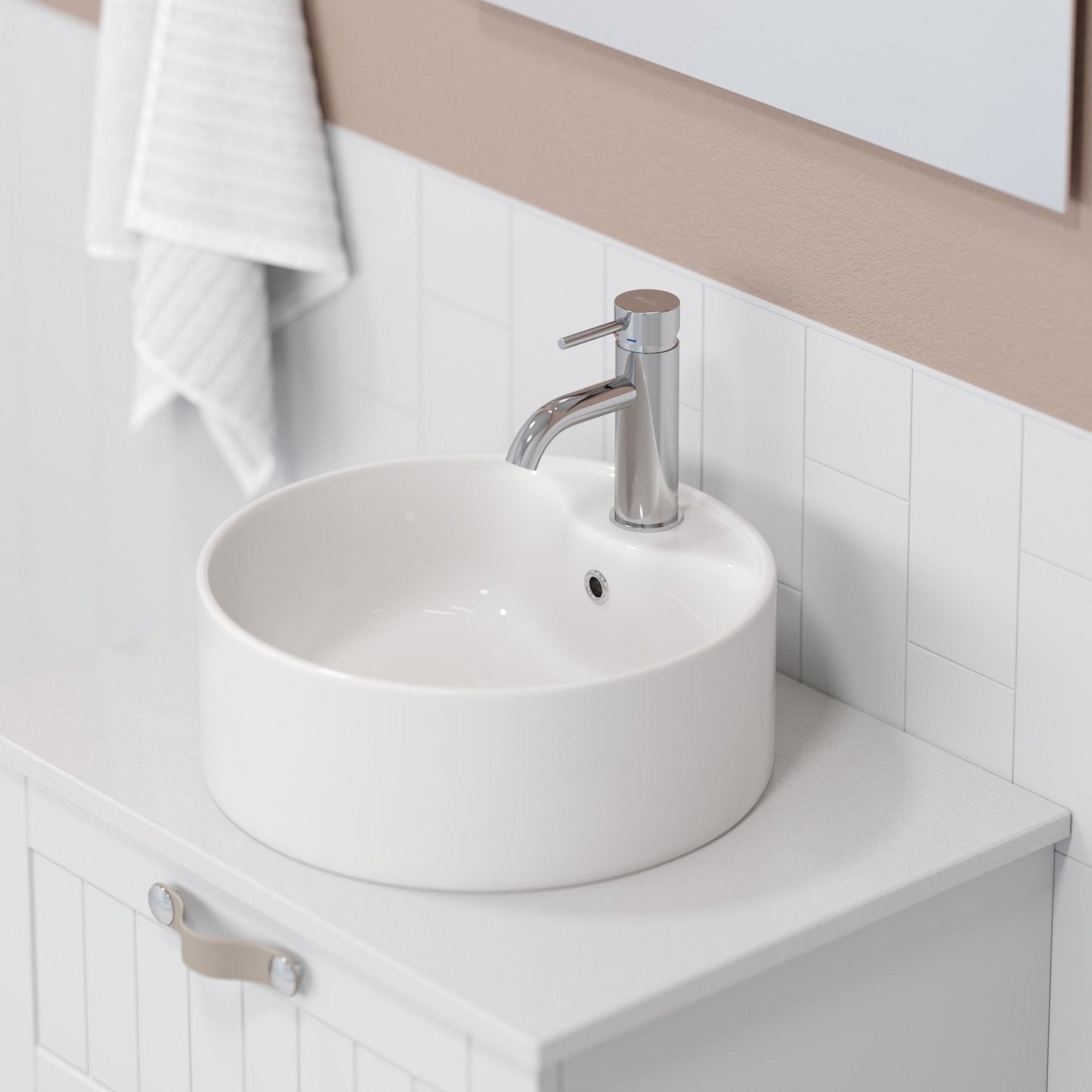 Fristående runt tvättställ - Ø38x13,7 cm - sanitetsporslin - vit - Vikedal
