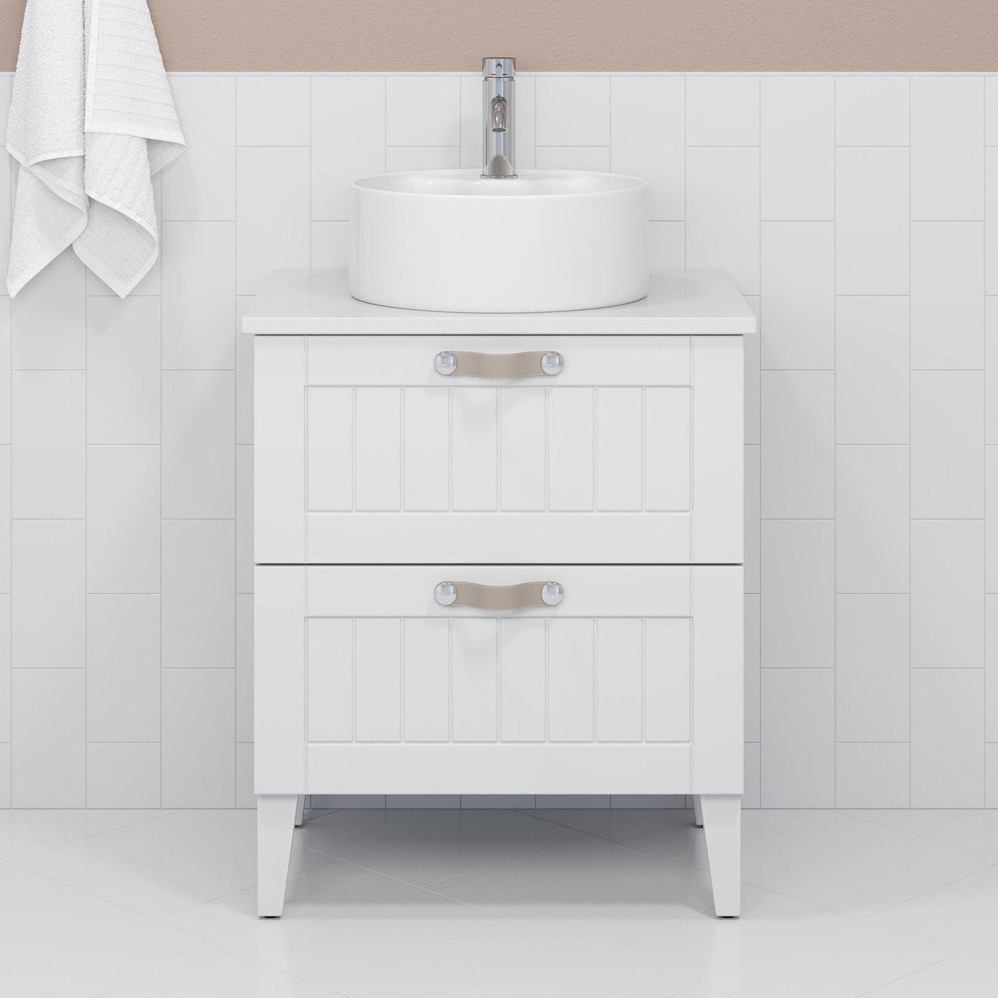 Fristående runt tvättställ - Ø38x13,7 cm - sanitetsporslin - vit - Vikedal