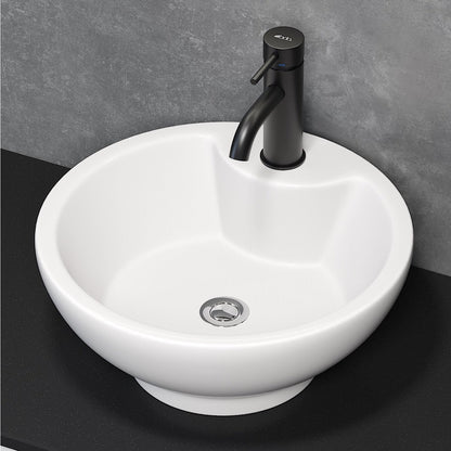 Fristående runt tvättställ - Ø40x16,4 cm - sanitetsporslin - vit - Drammen