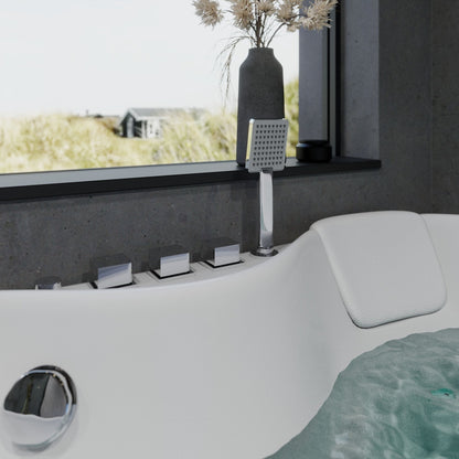 Hörnbubbelbadkar - luft- och vattenmassage - 150x150x65 cm - med värme - vit - Ulstrup