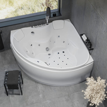 Hörnbubbelbadkar - luft- och vattenmassage - 150x150x65 cm - med värme - vit - Ulstrup