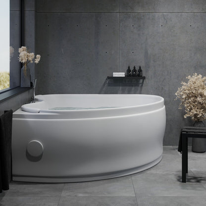 Hörnbubbelbadkar - luft- och vattenmassage - 150x150x65 cm - med värme - vit - Ulstrup