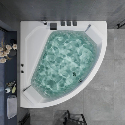 Hörnbubbelbadkar - luft- och vattenmassage - 140x140x58 cm - med värme - vit - Ulstrup