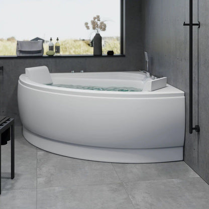 Hörnbubbelbadkar - luft- och vattenmassage - 140x140x58 cm - med värme - vit - Ulstrup