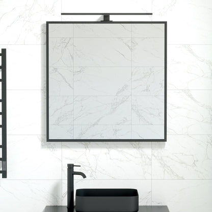 Fyrkantiga spegel - 80x80 cm med svart ram och väggfäste - Borgsted
