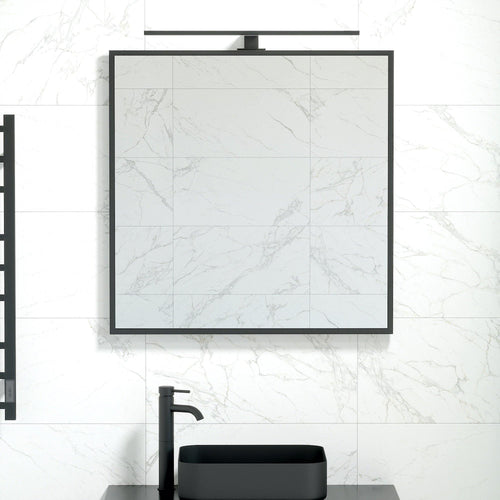 Fyrkantiga spegel - 80x80 cm med svart ram och väggfäste - Borgsted