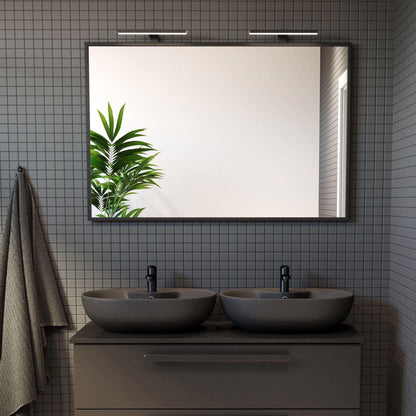 Fyrkantiga spegel - 80x80 cm med svart ram och väggfäste - Borgsted