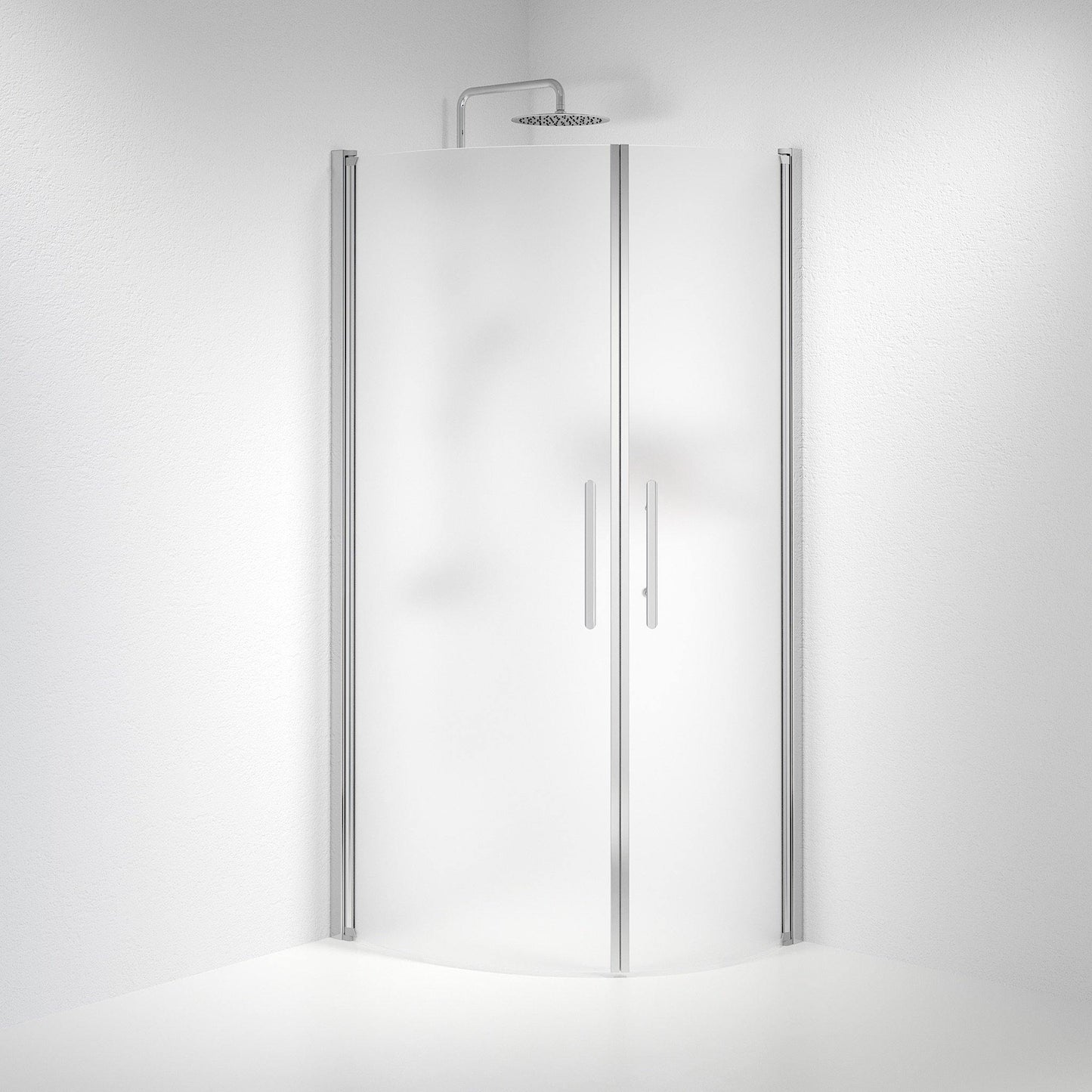 Duschhörna halvrund 70x100x198 cm - 6 mm frostat nanoglas - kromprofil - Vänern