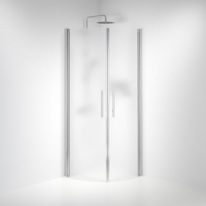 Duschhörna halvrund 70x90x198 cm - 6 mm frostat nanoglas - kromprofil - Vänern