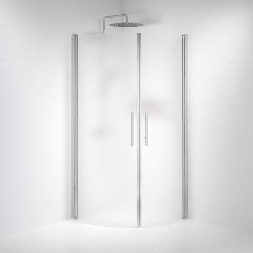 Duschhörna halvrund 80x100x198 cm - 6 mm frostat nanoglas - kromprofil - Vänern