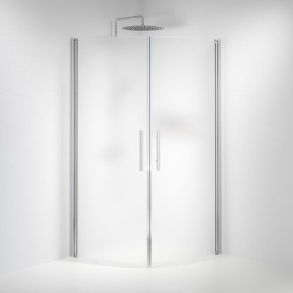 Duschhörna halvrund 80x90x198 cm - 6 mm frostat nanoglas - kromprofil - Vänern