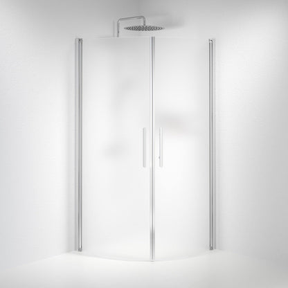 Duschhörna halvrund 90x90x198 cm - 6 mm frostat nanoglas - kromprofil - Vänern