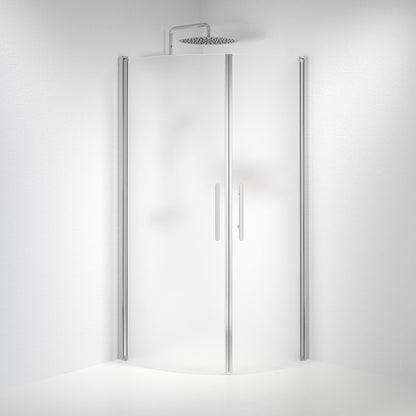 Duschhörna halvrund 90x100x198 cm - 6 mm frostat nanoglas - kromprofil - Vänern