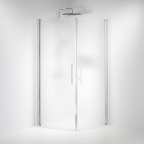 Duschhörna halvrund 90x100x198 cm - 6 mm frostat nanoglas - kromprofil - Vänern