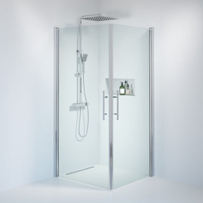 Duschhörna fyrkantig 70x100x198 cm - 6 mm klart nanoglas - kromprofil - Vänern