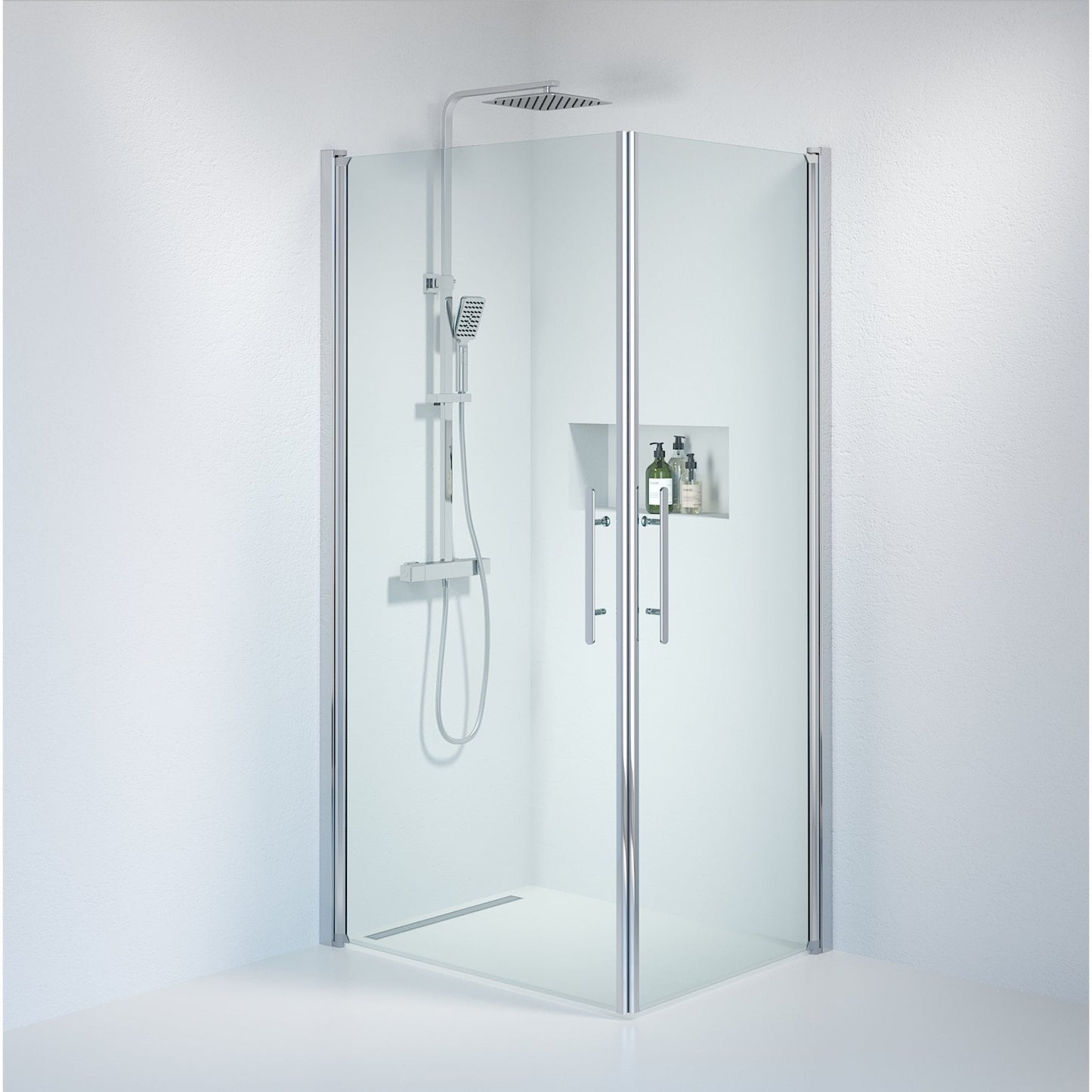 Duschhörna fyrkantig 70x100x198 cm - 6 mm klart nanoglas - kromprofil - Vänern