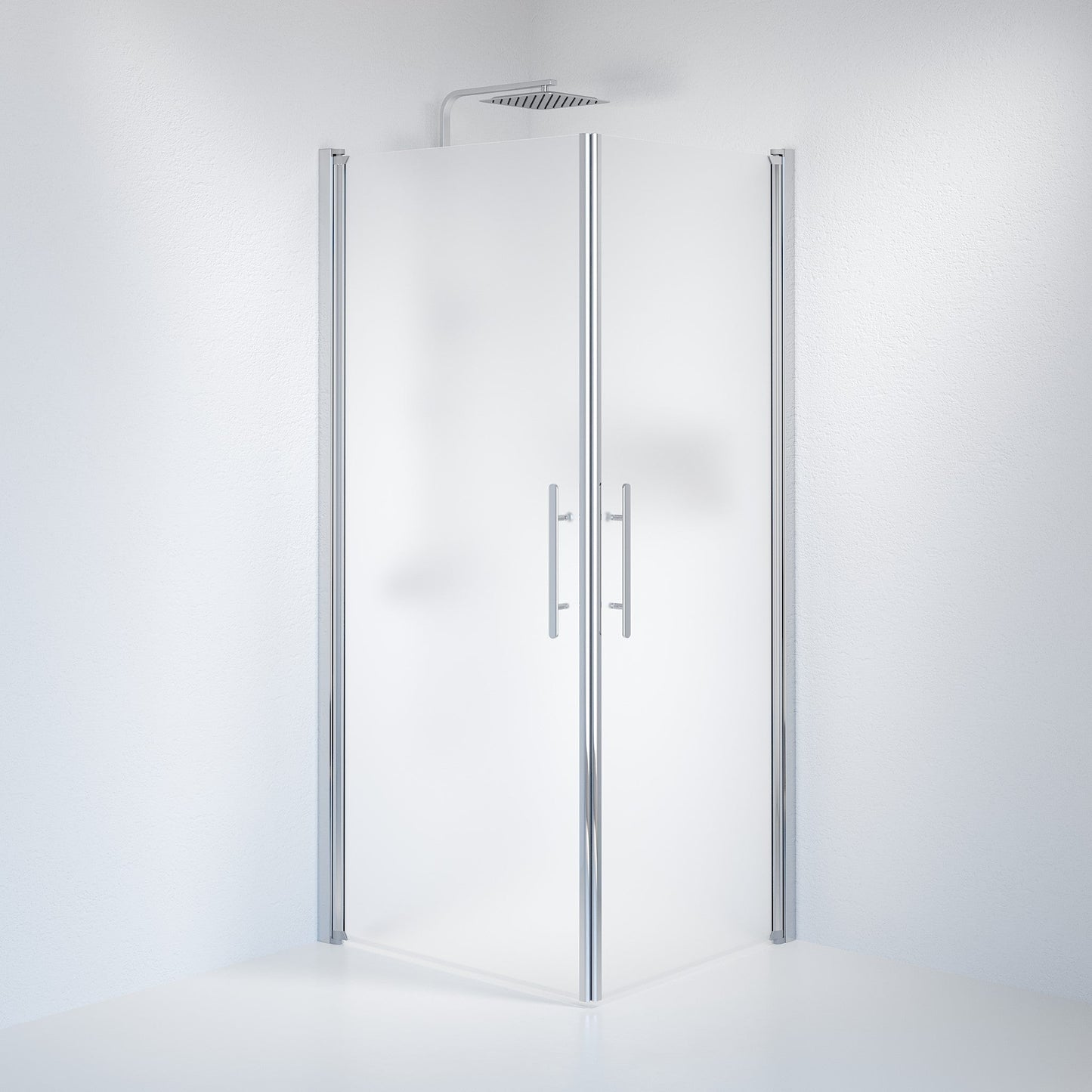 Duschhörna fyrkantig 70x100x198 cm - 6 mm frostat nanoglas - kromprofil - Vänern