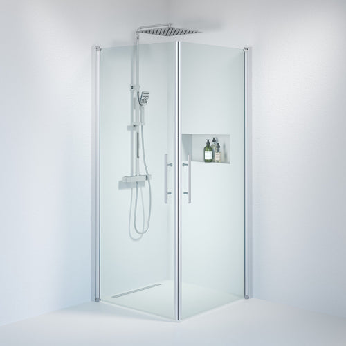 Duschhörna fyrkantig 70x100x198 cm - 6 mm klart nanoglas - borstad aluminiumprofil - Vänern