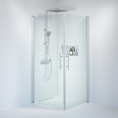 Duschhörna fyrkantig 70x100x198 cm - 6 mm klart nanoglas - borstad aluminiumprofil - Vänern