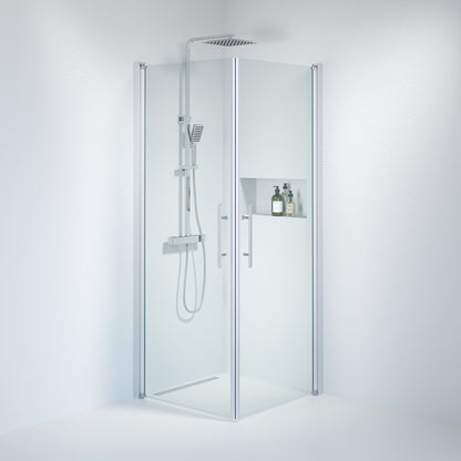 Duschhörna fyrkantig 70x100x198 cm - 6 mm klart nanoglas - borstad aluminiumprofil - Vänern
