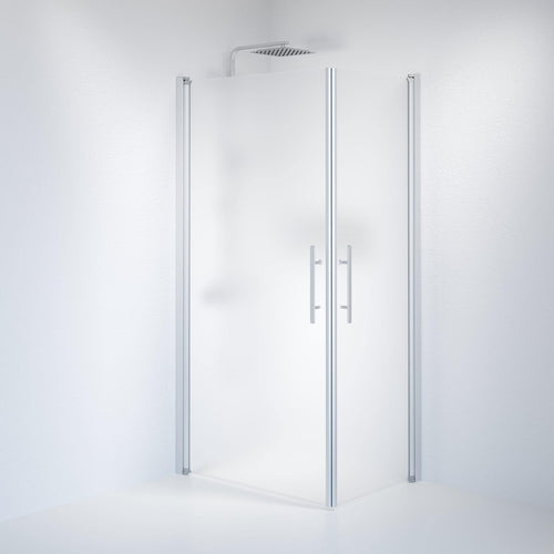 Duschhörna fyrkantig 70x100x198 cm - 6 mm frostat nanoglas - borstad aluminiumprofil - Vänern