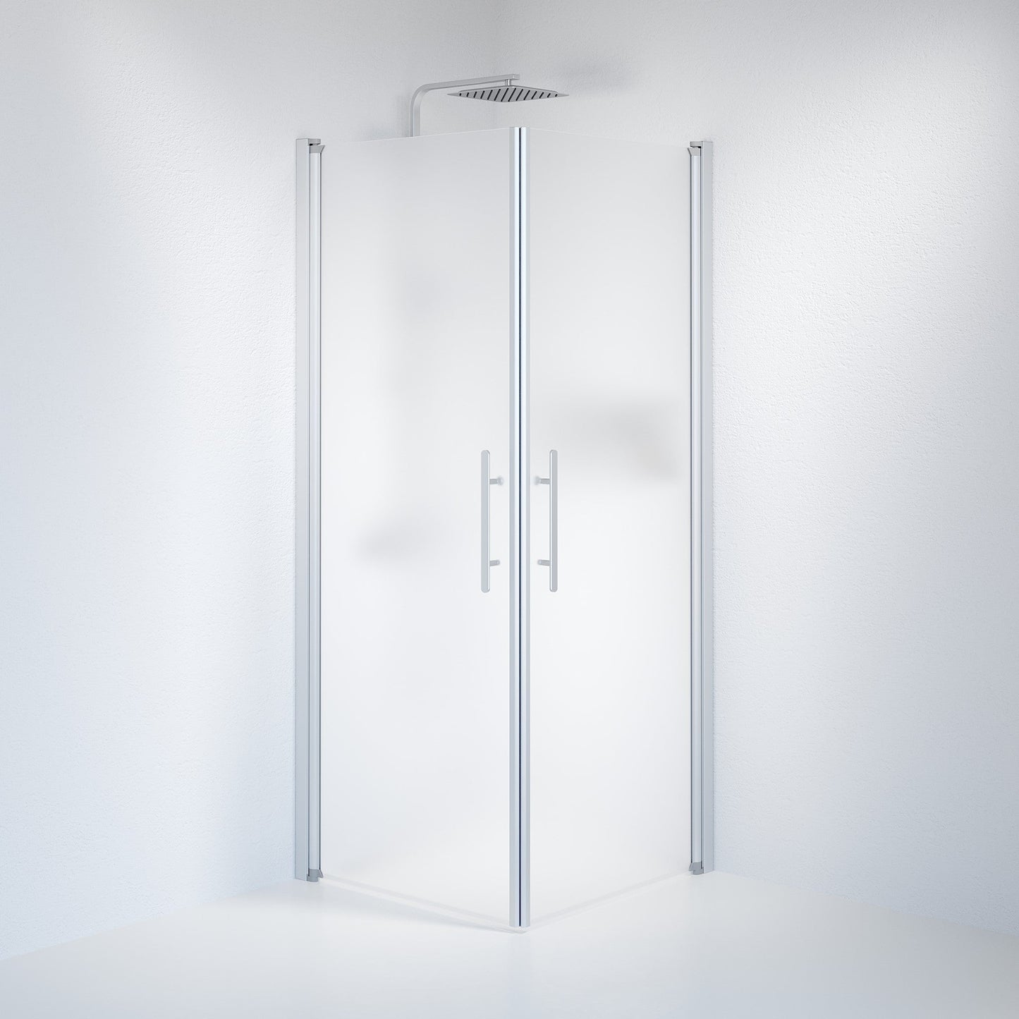 Duschhörna fyrkantig 70x100x198 cm - 6 mm frostat nanoglas - borstad aluminiumprofil - Vänern
