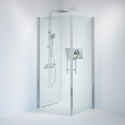 Duschhörna fyrkantig 70x80x198 cm - 6 mm klart nanoglas - kromprofil - Vänern