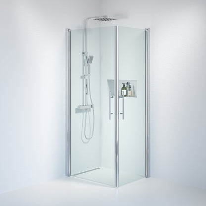 Duschhörna fyrkantig 70x80x198 cm - 6 mm klart nanoglas - kromprofil - Vänern