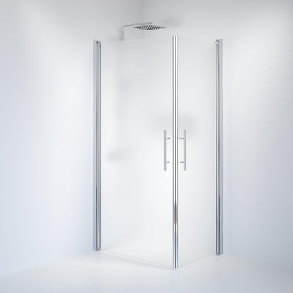 Duschhörna fyrkantig 70x80x198 cm - 6 mm frostat nanoglas - kromprofil - Vänern