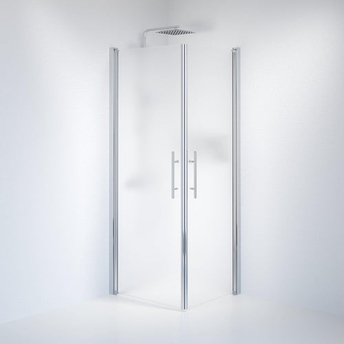 Duschhörna fyrkantig 70x80x198 cm - 6 mm frostat nanoglas - kromprofil - Vänern