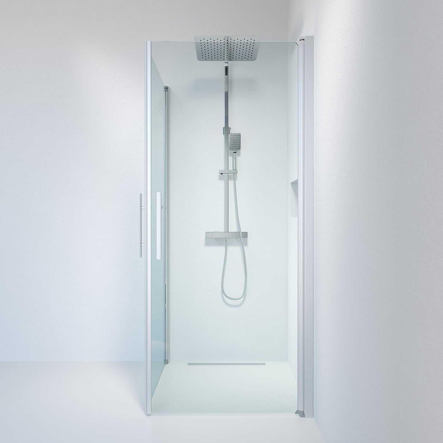 Duschhörna fyrkantig 70x80x198 cm - 6 mm klart nanoglas - borstad aluminiumprofil - Vänern