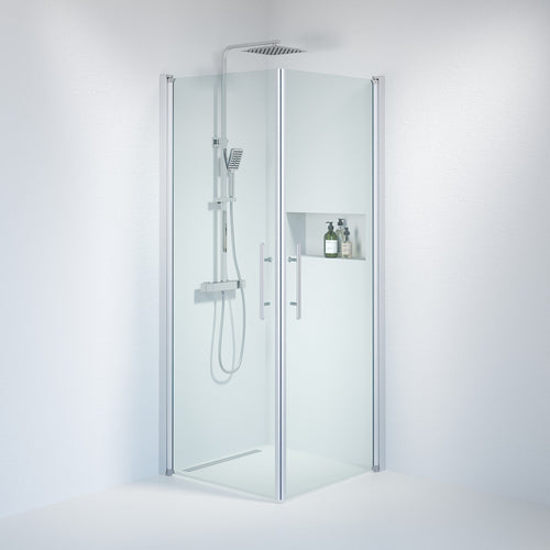 Duschhörna fyrkantig 70x80x198 cm - 6 mm klart nanoglas - borstad aluminiumprofil - Vänern