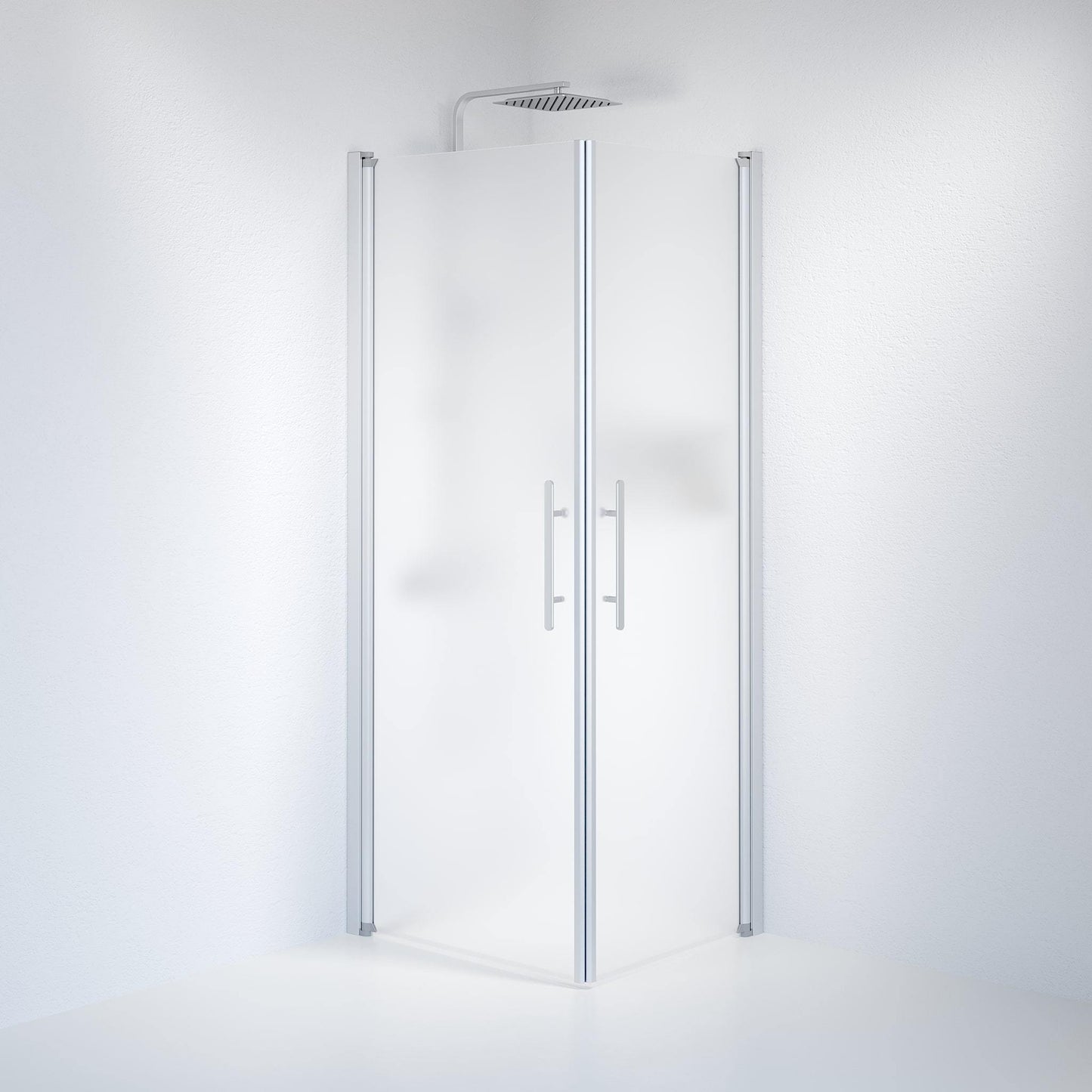Duschhörna fyrkantig 70x80x198 cm - 6 mm frostat nanoglas - borstad aluminiumprofil - Vänern