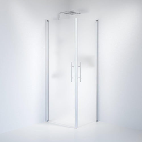 Duschhörna fyrkantig 70x80x198 cm - 6 mm frostat nanoglas - borstad aluminiumprofil - Vänern