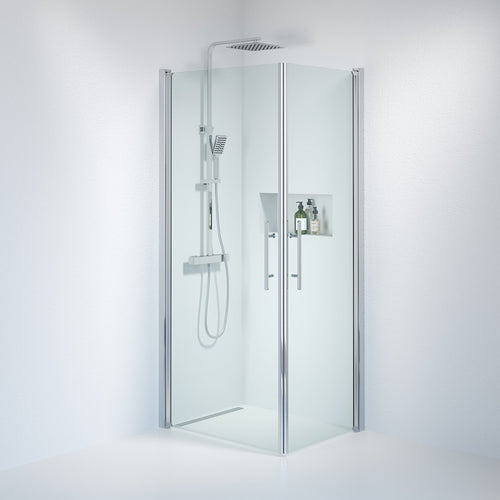 Duschhörna fyrkantig 70x90x198 cm - 6 mm klart nanoglas - kromprofil - Vänern