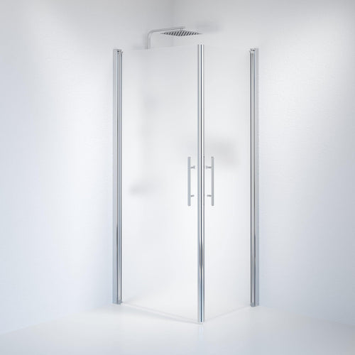 Duschhörna fyrkantig 70x90x198 cm - 6 mm frostat nanoglas - kromprofil - Vänern
