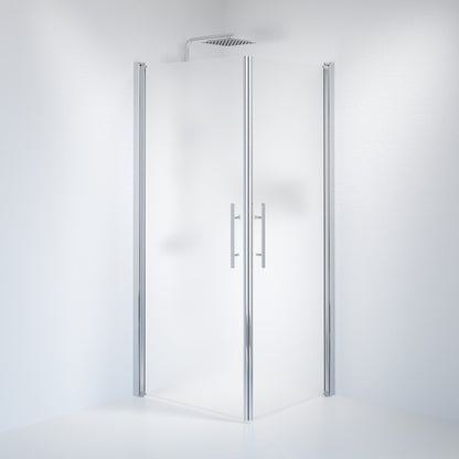 Duschhörna fyrkantig 70x90x198 cm - 6 mm frostat nanoglas - kromprofil - Vänern