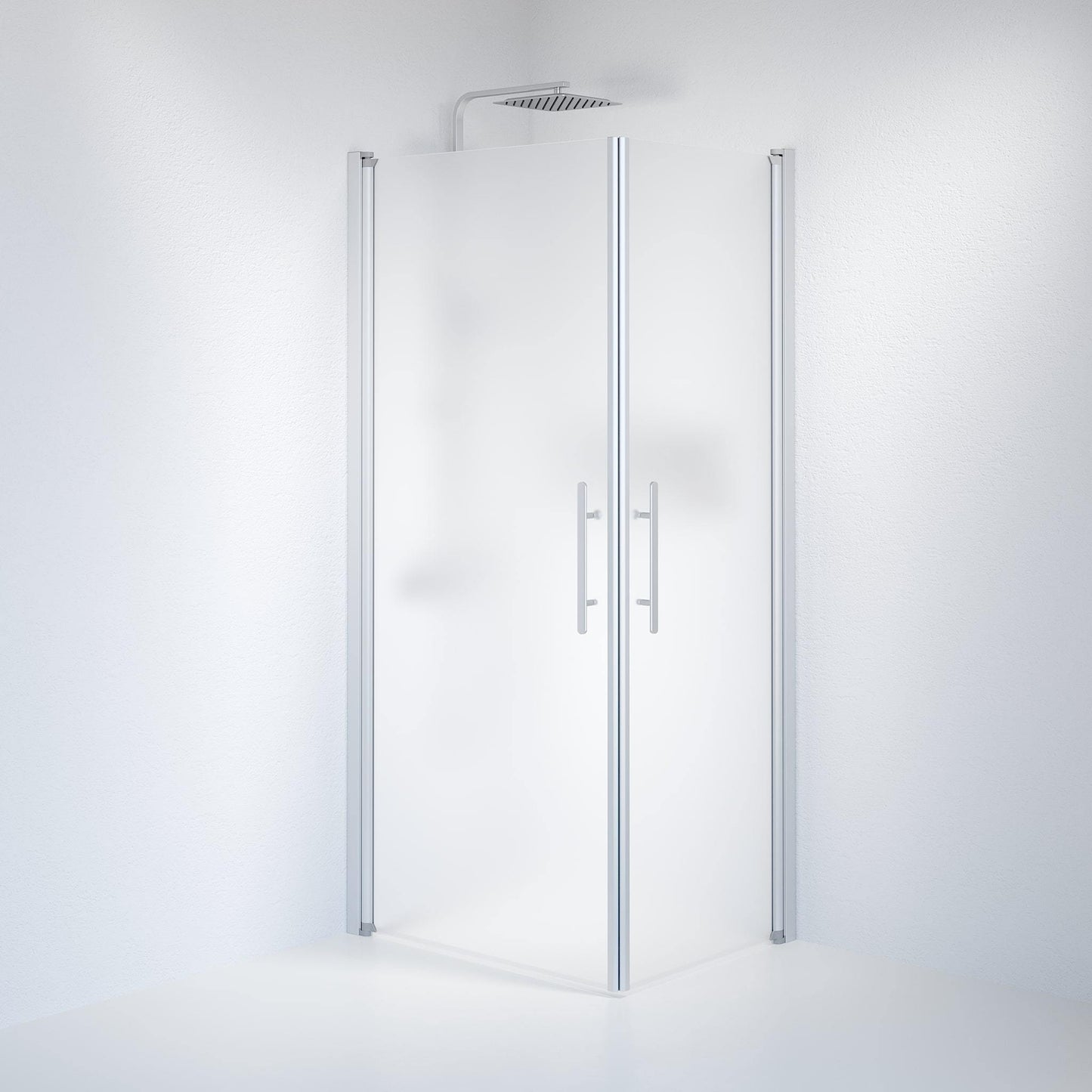 Duschhörna fyrkantig 70x90x198 cm - 6 mm frostat nanoglas - borstad aluminiumprofil - Vänern
