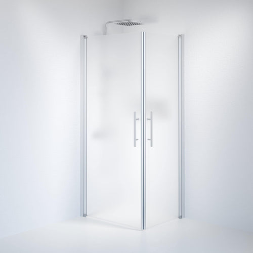 Duschhörna fyrkantig 70x90x198 cm - 6 mm frostat nanoglas - borstad aluminiumprofil - Vänern