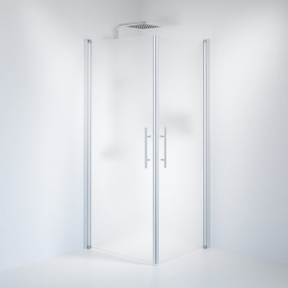Duschhörna fyrkantig 70x90x198 cm - 6 mm frostat nanoglas - borstad aluminiumprofil - Vänern