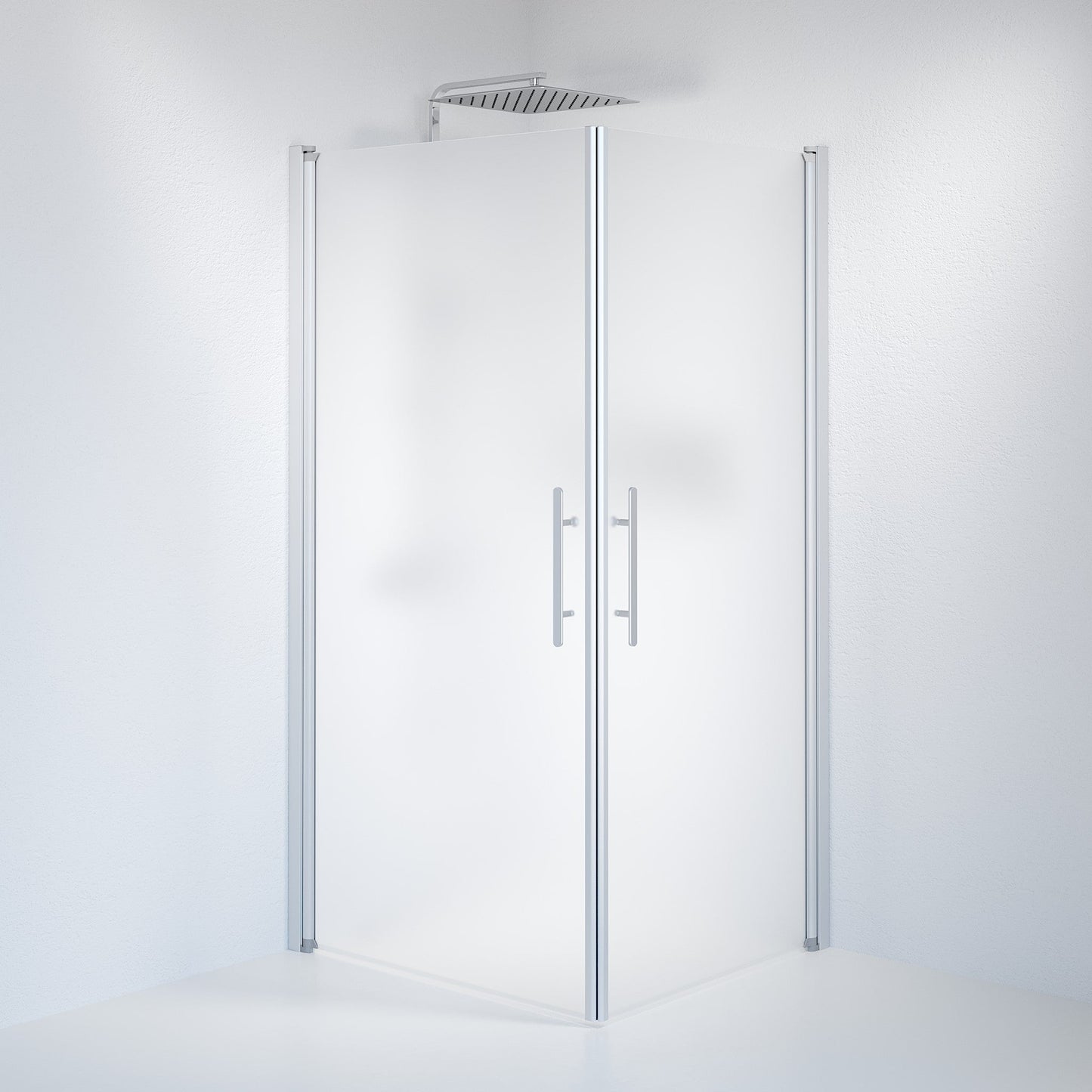 Duschhörna fyrkantig 70x90x198 cm - 6 mm frostat nanoglas - borstad aluminiumprofil - Vänern