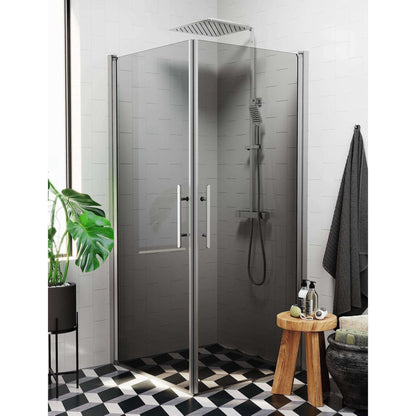 Duschhörna fyrkantig 70x90x198 cm - 6 mm rökfärgat nanoglas - borstad aluminiumprofil - Vänern
