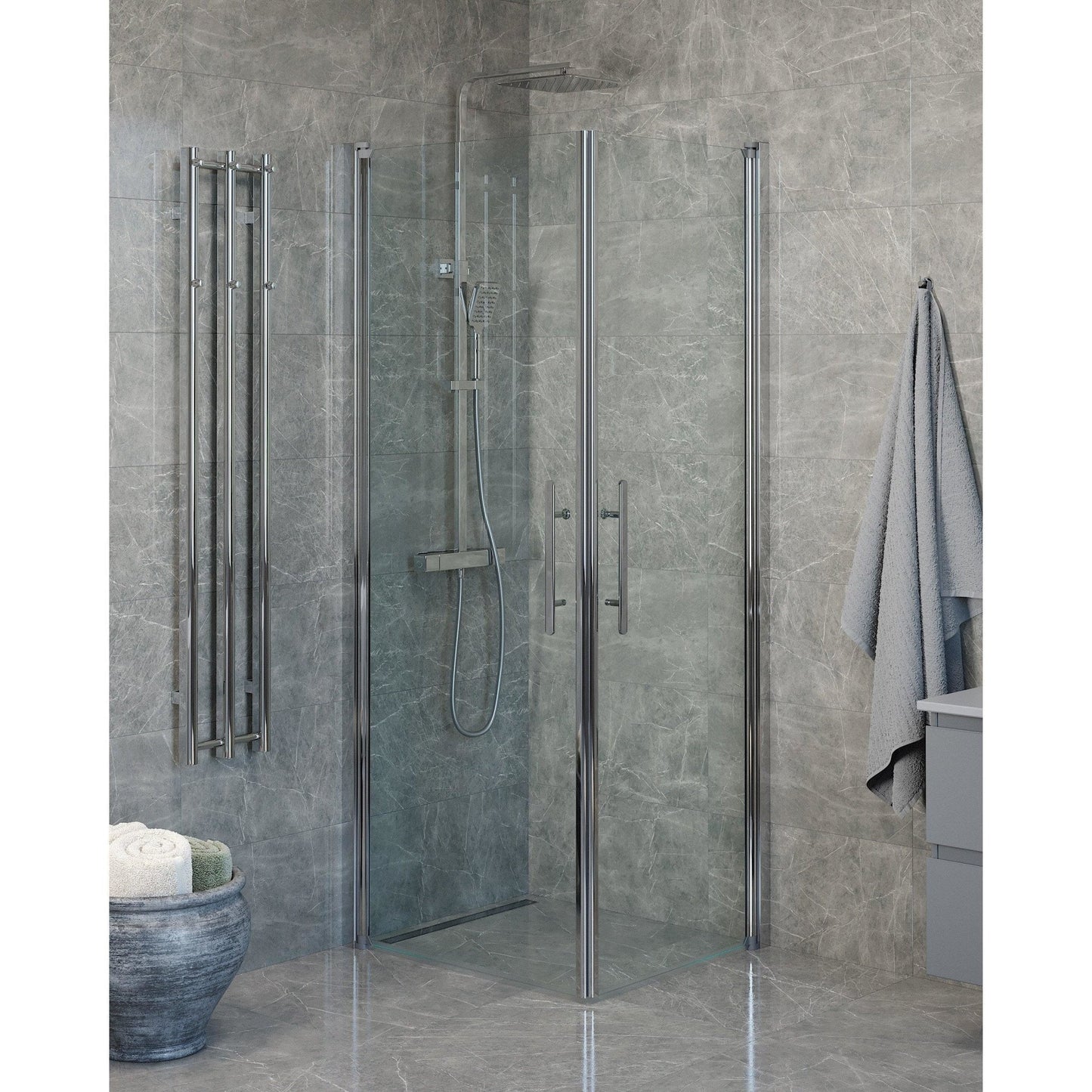 Duschhörna fyrkantig 80x100x198 cm - 6 mm klart nanoglas - kromprofil - Vänern