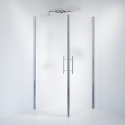 Duschhörna fyrkantig 80x100x198 cm - 6 mm frostat nanoglas - kromprofil - Vänern