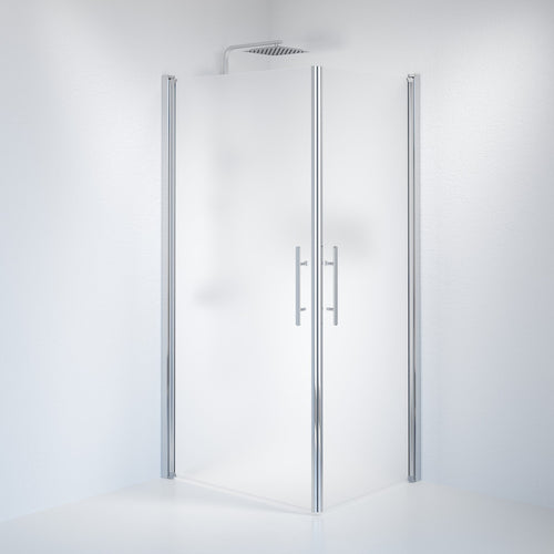 Duschhörna fyrkantig 80x100x198 cm - 6 mm frostat nanoglas - kromprofil - Vänern
