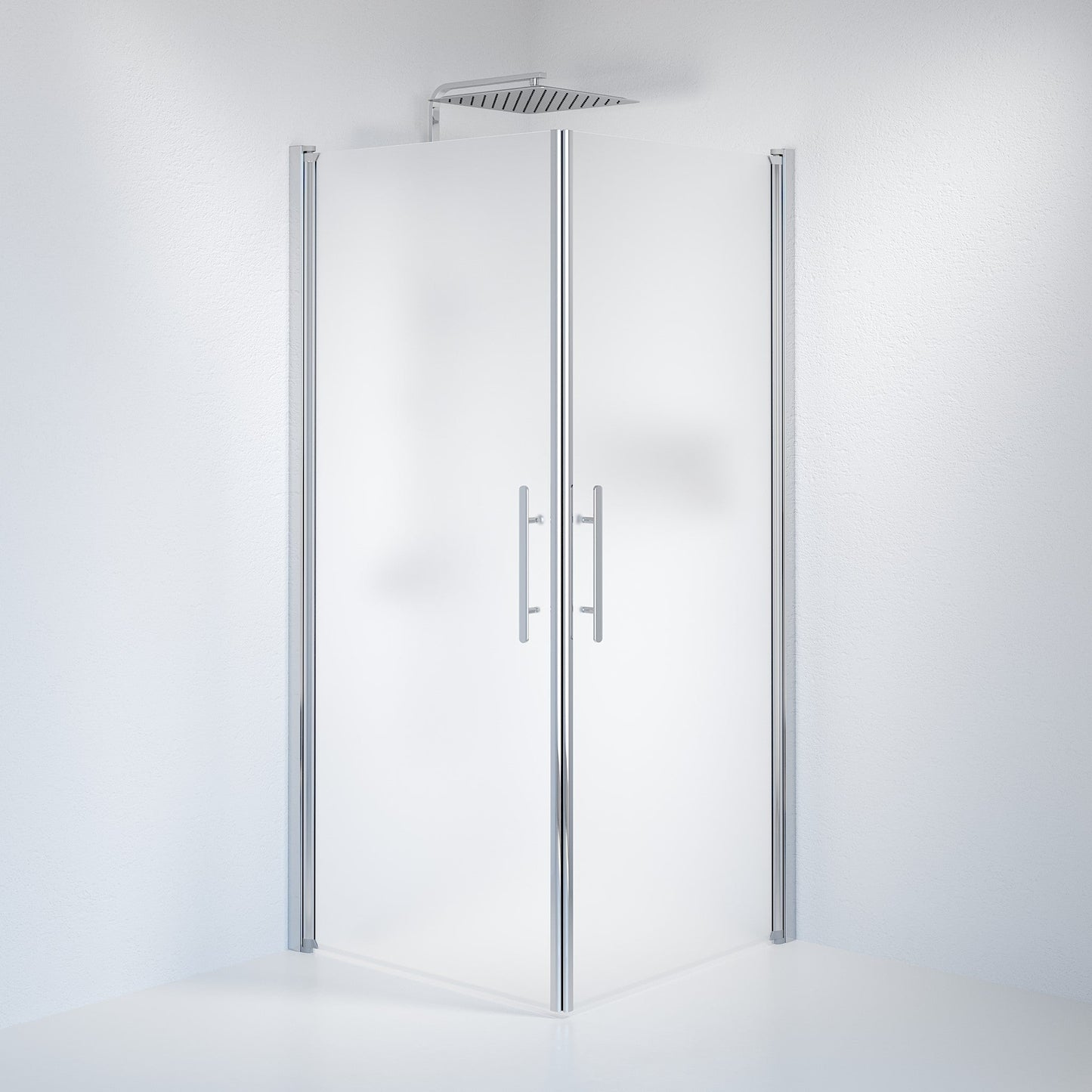 Duschhörna fyrkantig 80x100x198 cm - 6 mm frostat nanoglas - kromprofil - Vänern