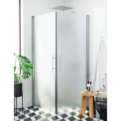 Duschhörna fyrkantig 80x100x198 cm - 6 mm frostat nanoglas - borstad aluminiumprofil - Vänern